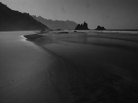 Black sand beach near benijo Tenerife Canary Islands photo