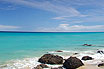 Sunny Blue Sky Beach And Rocks