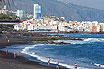 Black Sand Beach Near Touristic Resorts In Tenerife