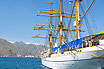 White Elegant Sailling Ship In Canary Islands